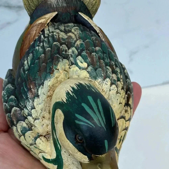Malevolti Handmade Wood Brass Signed Italy Duck Multicolor Size 6.5"x4" - Picture 7 of 12